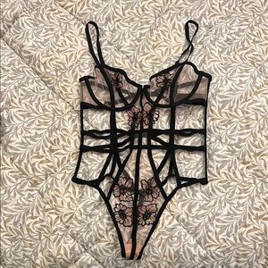 Black Sheer Floral Bodysuit Victoria’s Secret